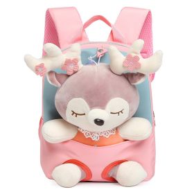 Cartoon Plush Split Elk Cute Children's Small Backpack (Color: Pink)