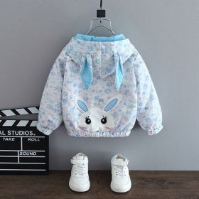 Children's Fashionable Thin Hooded Windbreaker (Option: Little rabbit coat blue-130cm)