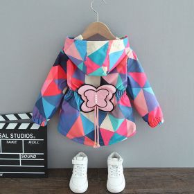 Children's Fashionable Thin Hooded Windbreaker (Option: Diamond plaid coat red-90cm)
