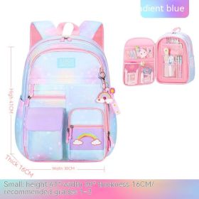 Side Opening Cute Relieve Pressure Children's Backpack (Option: Gradient Blue Small)