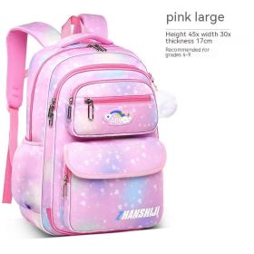Side Opening Cute Relieve Pressure Children's Backpack (Option: Starry Sky Pink Large Sized)