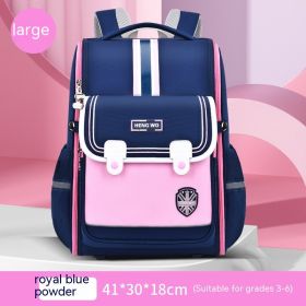 Primary School Student Schoolbag Female Lightweight Burden Alleviation Spine Protection (Option: Sapphire Blue Pink Large)