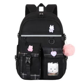 Cartoon Cute And Lightweight Burden-reducing Student Schoolbag (Option: Black Tuition Bag Hairy Ball)