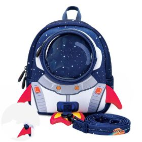 Shoulder Messenger Cartoon Backpack Kindergarten School Bag (Option: Blue Rocket Large)