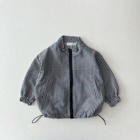 Children's Summer Thin Plaid Sun Protection Coat (Option: Black-100cm)