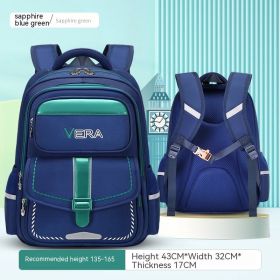 Backpack Spine Protection Waterproof Large Capacity (Option: Blue And Green Large)
