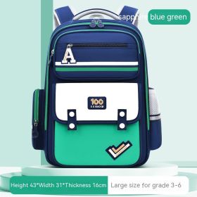 New Student Schoolbag Waist And Spine Protection Burden Reduction Children Backpack (Option: Sapphire Blue Green Large)