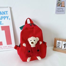 Cartoon Cute Little Bear Kindergarten School Bag (Color: Red)