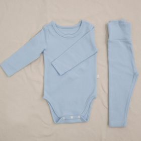 Children's Clothing Spring Baby Jumpsuit High Waist Belly Protection Pants Suit (Option: Light Blue-80cm)