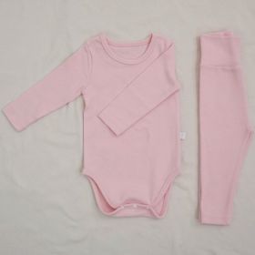 Children's Clothing Spring Baby Jumpsuit High Waist Belly Protection Pants Suit (Option: Light Pink-90cm)