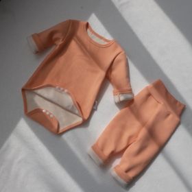 Children's Clothing Spring Baby Jumpsuit High Waist Belly Protection Pants Suit (Option: Orange Fox Velvet Lining-90cm)