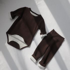 Children's Clothing Spring Baby Jumpsuit High Waist Belly Protection Pants Suit (Option: Brown Fox Velvet Lining-80cm)