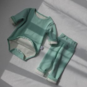 Children's Clothing Spring Baby Jumpsuit High Waist Belly Protection Pants Suit (Option: Light Green Fox Velvet Lining-90cm)