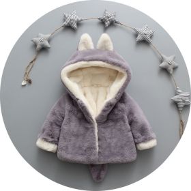 Children Thick Small Tail Faux Fur Coat (Option: Gray-90cm)