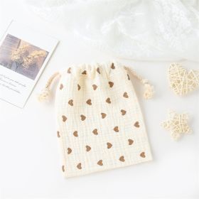 Double-layer Drawstring Pocket Cotton Printed Crepe Bib Hanging Bag (Option: Khaki Love)