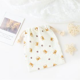 Double-layer Drawstring Pocket Cotton Printed Crepe Bib Hanging Bag (Option: Tiger)