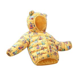Foreign Trade Children's Down And Wadded Jacket Lightweight Boys And Girls Winter Cotton-padded Jacket Baby Autumn And Winter Clothes Cotton Clothes (Option: Flower Cloth Yellow Digging-100 Size Height 80 90cm)