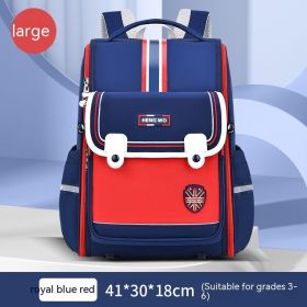 Primary School Student Schoolbag Female Lightweight Burden Alleviation Spine Protection (Option: Sapphire Blue Redlarge Size)