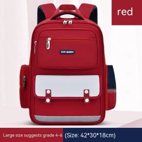 Primary School Student Schoolbag Male Grade 1-3-6 Portable Burden Alleviation Large Capacity Children's Schoolbag Backpack (Option: Red-Large)