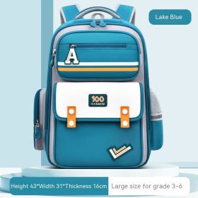New Student Schoolbag Waist And Spine Protection Burden Reduction Children Backpack (Option: Lake Blue Large)