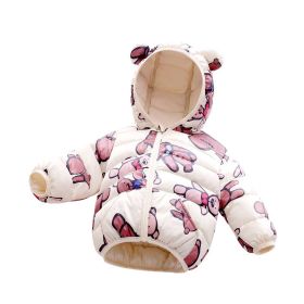 Foreign Trade Children's Down And Wadded Jacket Lightweight Boys And Girls Winter Cotton-padded Jacket Baby Autumn And Winter Clothes Cotton Clothes (Option: Flower Cloth Bear White-110 Size Height 90 100cm)