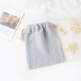 Double-layer Drawstring Pocket Cotton Printed Crepe Bib Hanging Bag (Option: Light Gray)