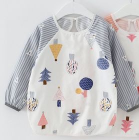 Baby Dinner Coverall Bib Spring And Autumn Long Sleeve Apron (Option: Gray Small Tree Long Sleeve-80cm)