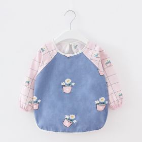 Baby Dinner Coverall Bib Spring And Autumn Long Sleeve Apron (Option: Flower Pot Long Sleeve-80cm)