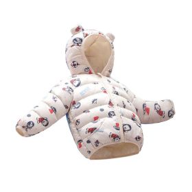 Foreign Trade Children's Down And Wadded Jacket Lightweight Boys And Girls Winter Cotton-padded Jacket Baby Autumn And Winter Clothes Cotton Clothes (Option: Flower Cloth Beige Planet-110 Size Height 90 100cm)
