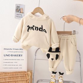 Autumn And Winter Lesser Panda Cotton Comfortable Long Sleeve Suit (Option: Beige-100cm)
