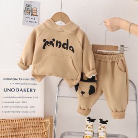 Autumn And Winter Lesser Panda Cotton Comfortable Long Sleeve Suit (Option: Brown-100cm)