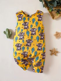 Shoulder Button Adjustable One-piece Romper (Option: Yellow FNZ041C-80)