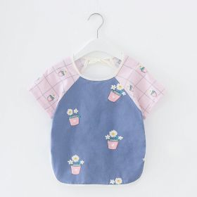 Baby Dinner Coverall Bib Spring And Autumn Long Sleeve Apron (Option: Short Sleeve Flower Pot-80cm)