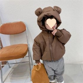 Baby Girl Thickened Warm Hooded Jacket (Option: Dark Brown-100)
