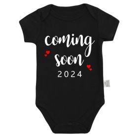 Announced Pregnancy 2024 Newborn Baby Romper Pure Cotton Rompers (Option: PF1062 Black-6 9M)