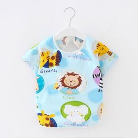 Baby Dinner Coverall Bib Spring And Autumn Long Sleeve Apron (Option: Short Sleeve Animal Avatar-80cm)