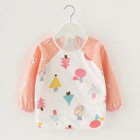 Baby Dinner Coverall Bib Spring And Autumn Long Sleeve Apron (Option: Orange Pink Tree Long Sleeve-80cm)